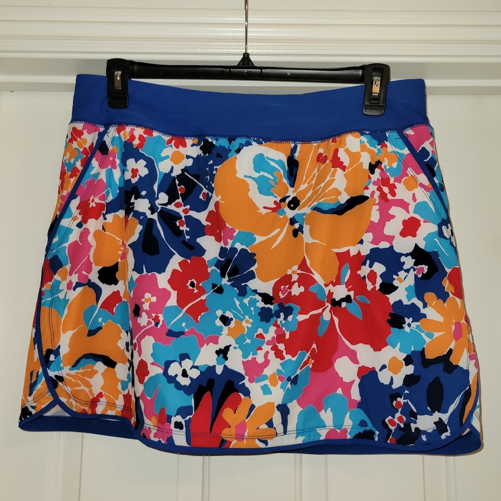 🩱Gorgeous "Lands' End" Floral Elastic Waist Stretch Lined Swim Skort🩱 - Picture 9 of 9